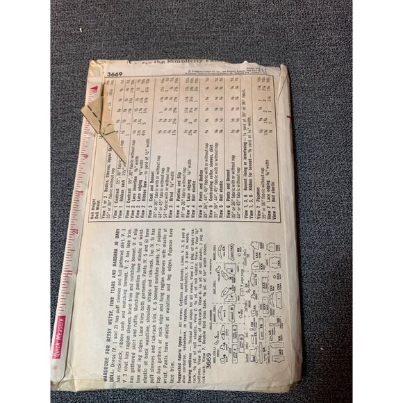 Simplicity 456 Doll Clothes Sewing Pattern Betsy McCall 23" Doll Size 1960s - Picture 2 of 2